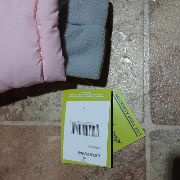 Eddie Bauer Light Pink and Gray Hooded Puffer Jacket Size 12-14 - Picture 13 of 13